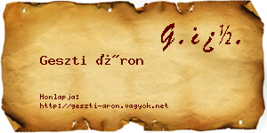 Geszti Áron névjegykártya